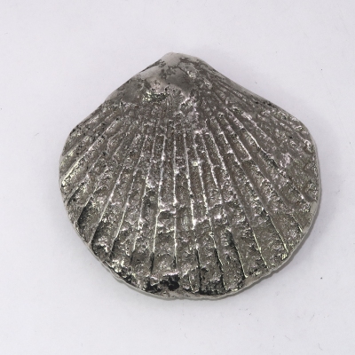Solid silver fossil Pseudopecten acuticosta